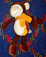 AB/ DOUDOU PELUCHE SINGE HISTOIRE D'OURS MARRON BLANC BANANE ECHARPE 30CM KOM9