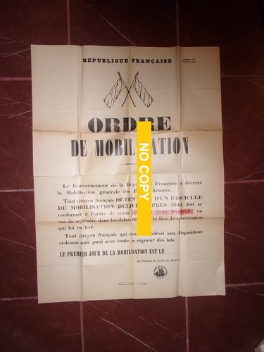 Affiche ordre mobilisation - affiche, de