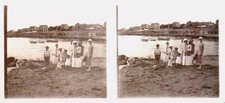 BATZ SUR MER - PLAQUE PHOTO VERRE STEREO 13 x 6 CM , POSITIF - VILLAGE , PLAGE