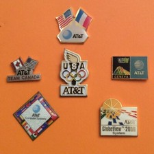 Lot 6 PIN'S AT & T OLYMPIC ALBERTVILLE 92 TELEPHONE TELEGRAPH TELECOM COMPUTER
