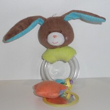 Doudou Hochet Lapin Sucre d'Orge - Marron bleu