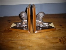 BEAUX SERRES-LIVRES SPHINX BOIS PRECIEUX MACASSAR ART DECO