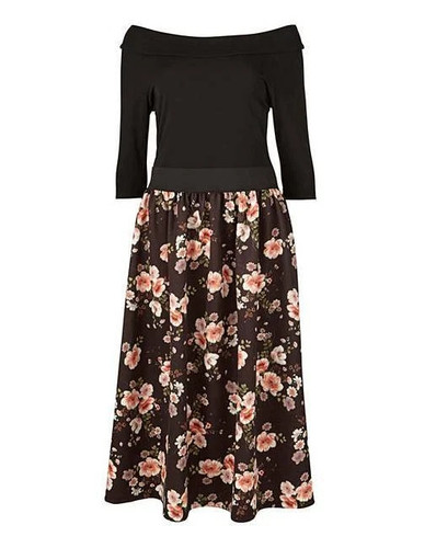 Black pink floral printed prom - floral,