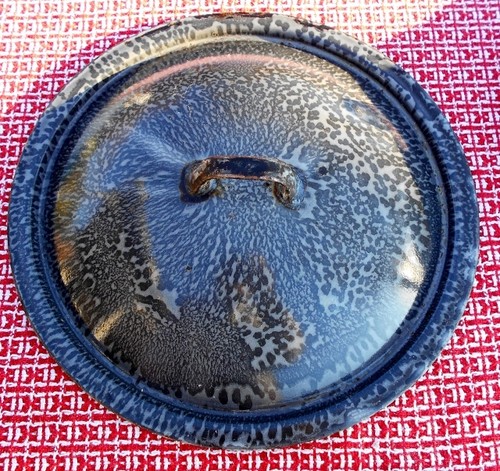 Vintage enamelware lid large - vintage,