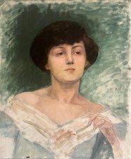 Portrait de jeune fille h/t Tableau ancien début XXème / non signé / bourgeoisie