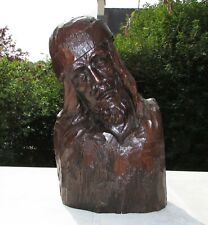 STATUE BUSTE  DE JESUS CHRIST  BOIS SCULPTE 19 ème siècle sculpture ancienne