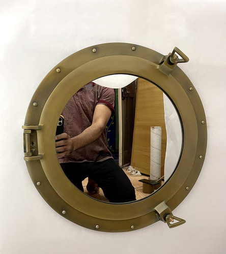 Miroir hublot ancien laiton - miroir,