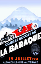 affiche  poster circuit auvergne 1931 baraque