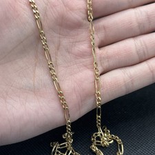 Collier Sautoir Chaîne En Plaque Or Maille Figaro Art Nouveau Deco