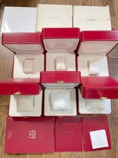 VINTAGE AUTHENTIQUE CARTIER boîte de montre rouge boîtier bois cuir lot de 6 ...