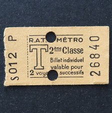 Ancien ticket Paris Métro 1951 T 2ème classe 26840 Metropolitain 30
