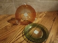 #221 - 2 Libbey 7.5" round salad plates 1 is olive and the other is Amber