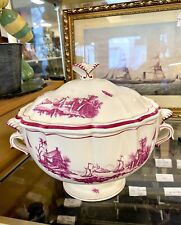 Faïence De Gien Ancienne Soupière Légumiers paysages roses 1940/60 parfait état