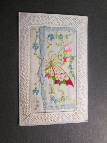 Carte postale fantaisie brodee