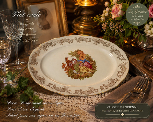 Grand plat ovale ancien - , en