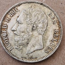 Pièce en argent de 5 Francs Belges de 1873 - Roi Léopold II