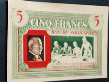Maréchal Pétain."5 frs" Bon