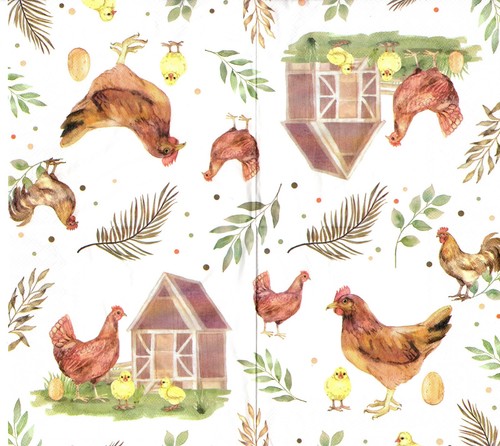 Serviettes papier poule - serviettes,