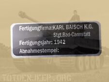 PLAQUETTE LABEL PLAQUE GERMAN WH  BMW R75 SIDE CAR MOTO 2 WW2 ... JEEP WILLYS