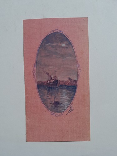 Peinture ancienne paquebot - peinture,