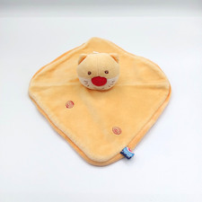 Doudou plat chat jaune orange Sucre d’orge nez rouge spirales