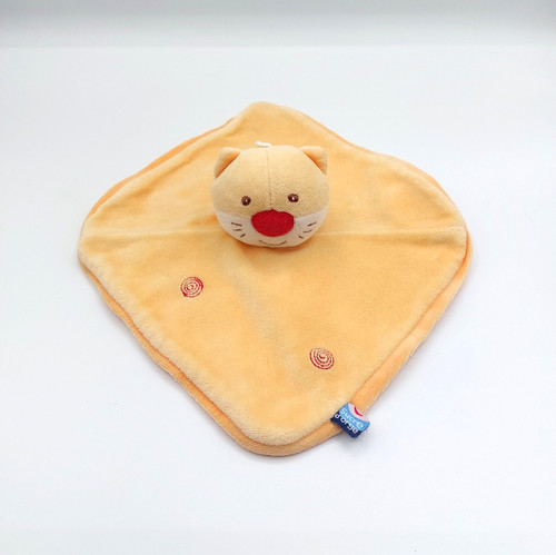 Doudou plat chat jaune orange