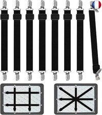 EUBSWA Tendeur Drap Housse pour Linge de Lit 8 Pièces, Réglable Sangles Draps É