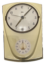 50er 60er Années Horloge Murale de Cuisine + Réveil Céramique Mid Century