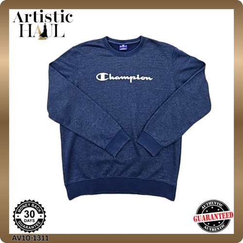 Pull homme col rond bleu