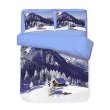 Housse de couette Sateen HD photo maison neige double cm. 250x200