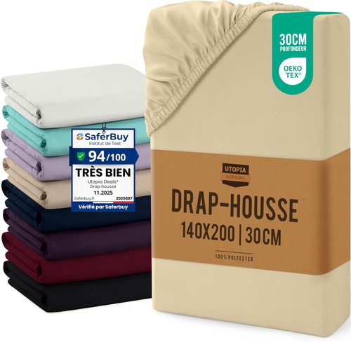 Drap housse beige 140 x - drap,