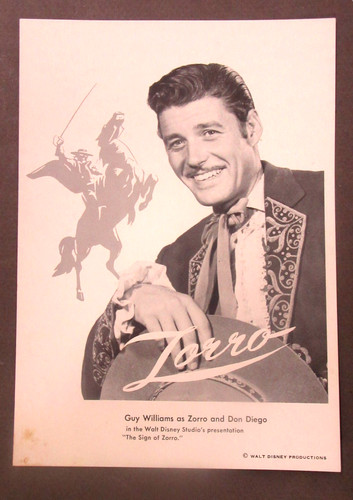 Disney 1957 guy williams - disney, zorro