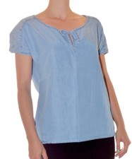 blouse bleu clair uni fluide