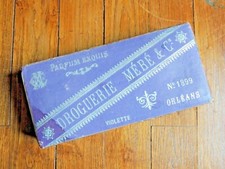 Très belle Boite Ancienne Parfum Droguerie Méré & Cie Orléans Violette Poudre 