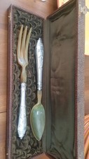 ANCIENS COUVERTS  A SALADE DANS SON ÉCRIN D'ORIGINE Collection Argent Et Corne 