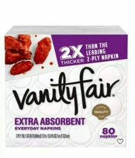 NEW IN BAG VANITY FAIR EXTRA ABSORBENT EVERY DAY NAPKINS 80 COUNT