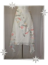 A - Jupe Fantaisie Asymétrique Beige Uni Fleurs Soie H & M Taille 42