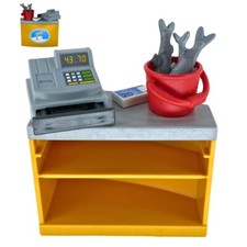 Playmobil lot comptoir seau caisse enregistreuse zoo poisson ville