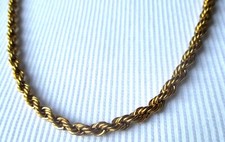 Chaine torsadé magnifique grand collier plaqué or bijou vintage élégant 3302