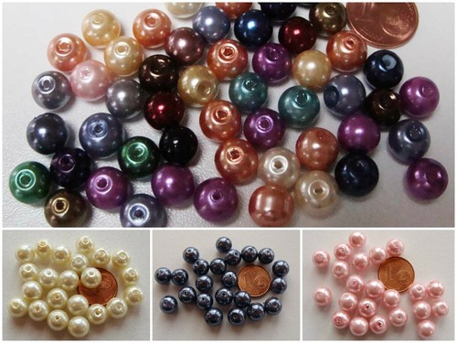 Perles 8mm rondes verre - perles,