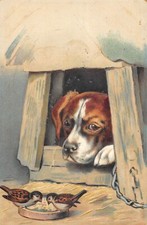 CPA FANTAISIE REPRESENTANT 1 CHIEN DANS NICHE AVEC DES OISEAUX / DOG / BIRD