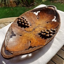 Plateau Ancien En Bois Sculpté, Feuille De Vigne Raisins, Plat, Coupe À Fruits. 