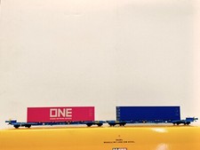BRAWA 48107 VTG Wagon Type SFFGGMRRSS36 Chargé Avec 2 Conteneurs De 40' "ONE"