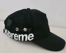 SS22 Supreme Logo Latéral 5- Casquette Panneau Noir Blanc Nylon Et Maille Motif