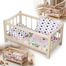 Lit poupée bois naturel +