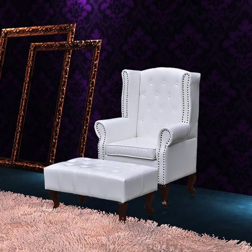 Fauteuil avec pouf blanc - avec,
