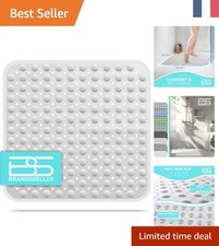 Tapis de Douche Antidérapant 53 x 53 cm avec Ventouses - Élégance Gris Clair