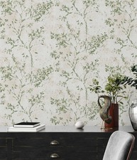 Papier Peint Avec Un Motif Floral Ludiques – Beige, Vert, Or