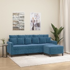 Canapé à 3 places avec repose-pieds Gris clair 180 cm Velours canapé vidaXL