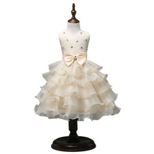 Robe À Volants Crème Princesse Dentelle Cérémonie Fête 3-7 Ans Tutu